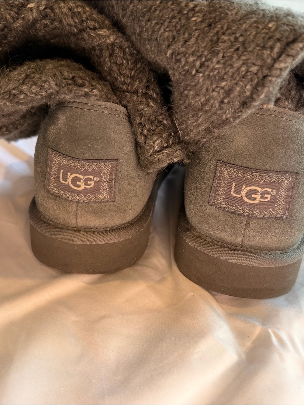 UGG Knit Cuff and Suede Boots - Grey